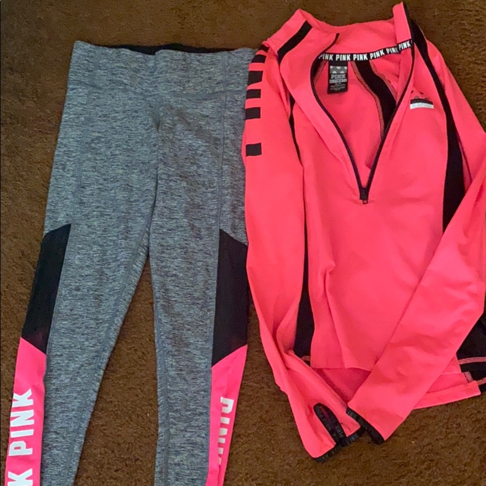 Vs pink workout set size xs